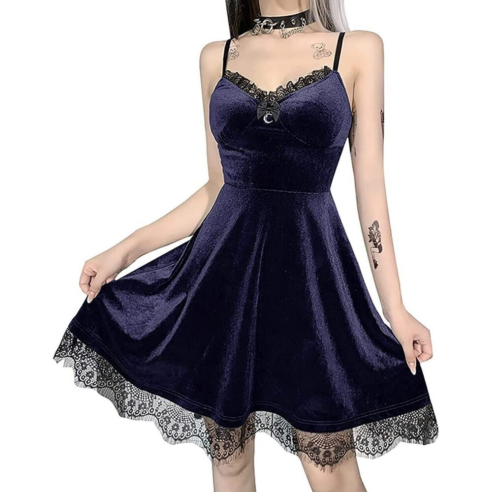 1375 Gothic Dress Vintage Plus Size Goth Dresses Romantic Casual Clothes